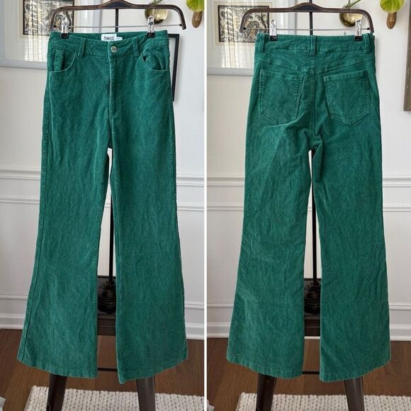 Princess Polly Nadia Fine Wale Corduroy Pants Green $66 4 - Picture 1 of 6